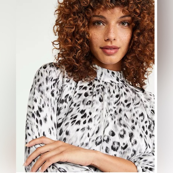 NWT Ann Taylor Snow Leopard Midi Dress - Picture 3 of 9